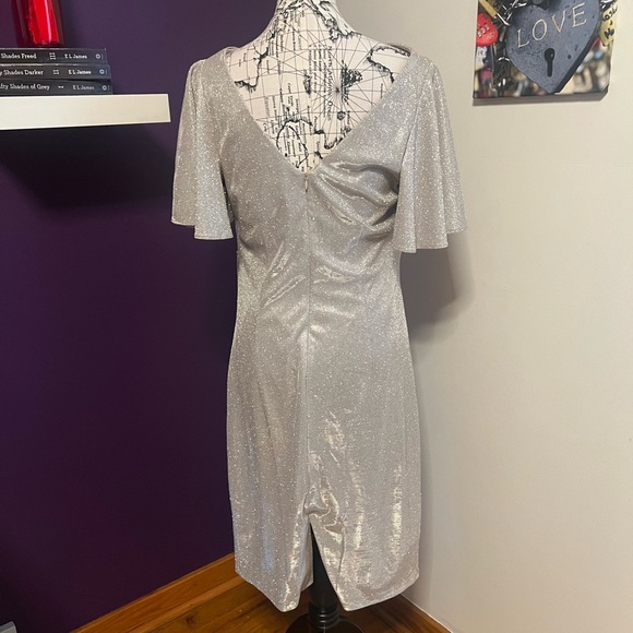 Betsy Adam Silver Shimmery Glittery Dress - Picture 7 of 10